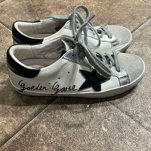 Golden Goose White and Black Sneakers